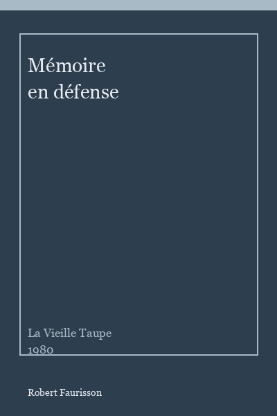 Couverture : Mémoire en défense (1980)